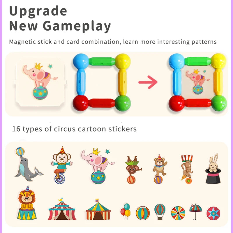 Kids Magnetic Construction Building Blocks Tiles Puzzle Toy Magnetic Sticks Rods Montessori STEM Toy for Children Gift