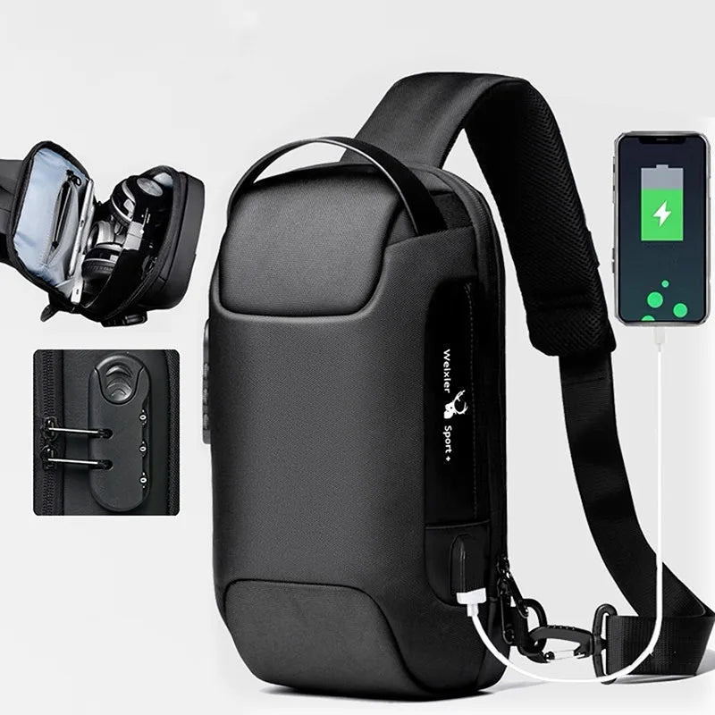 Anti-Theft USB Crossbody Bag – Waterproof & Stylish