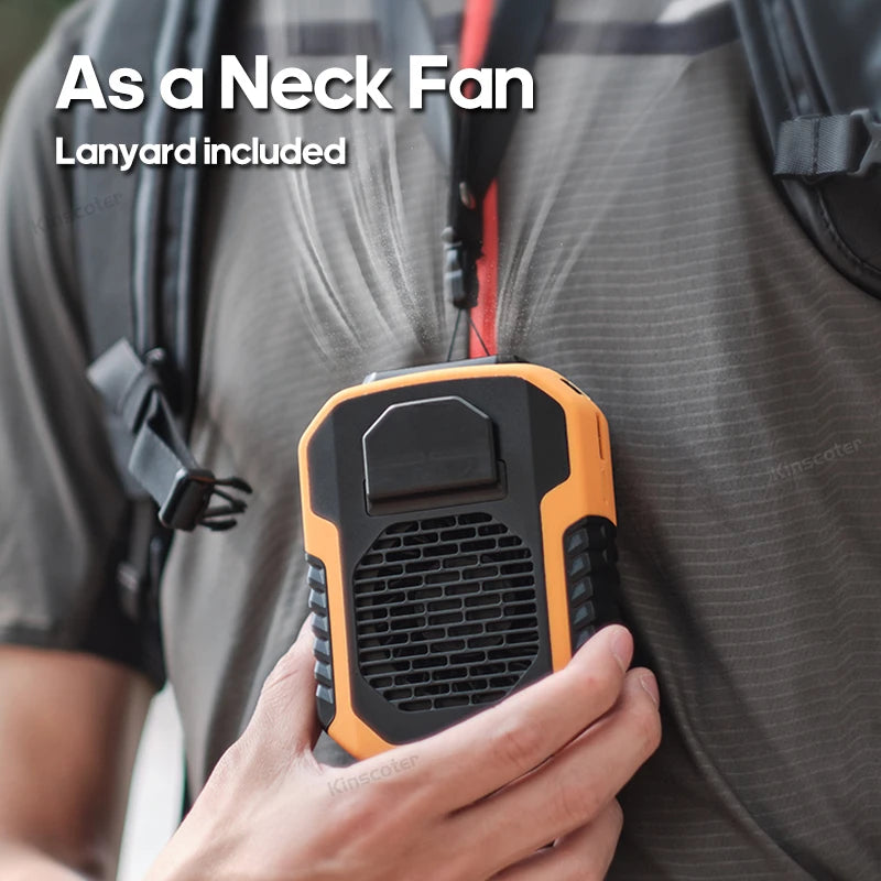"Portable Neck & Waist Fan – 6000mAh Rechargeable USB Cooling Device"