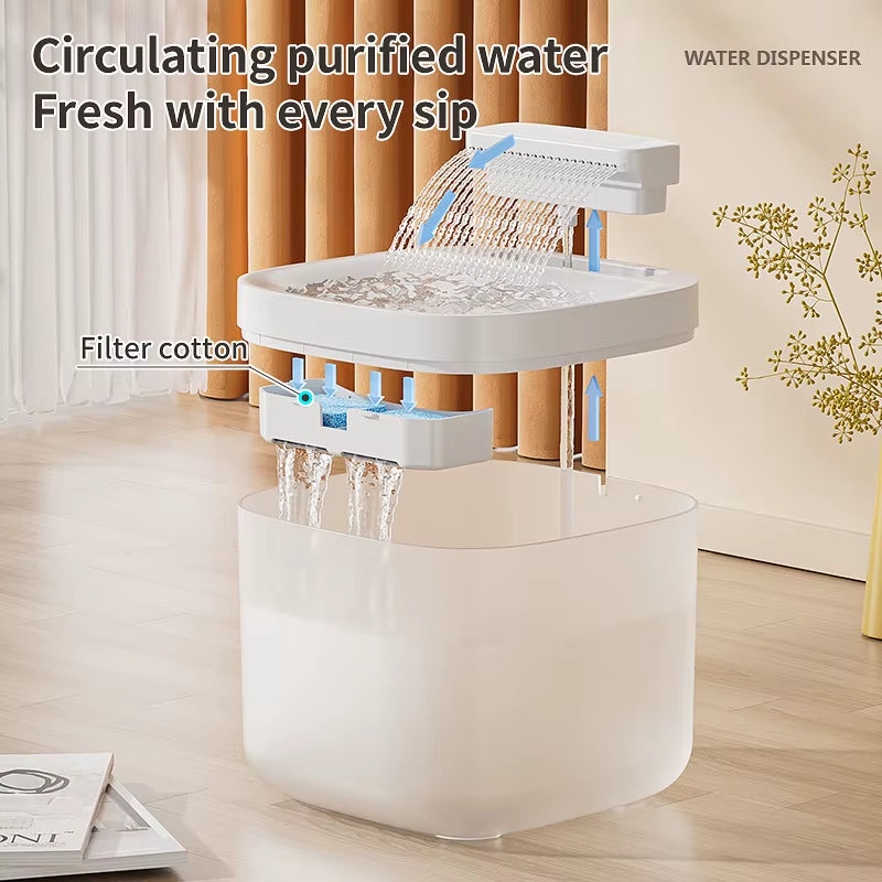 "3L USB Cat Water Fountain – Quiet Pump, Filter & Auto Shut-Off"