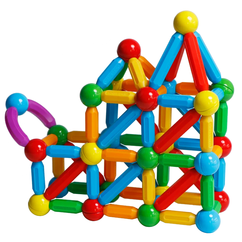 Kids Magnetic Construction Building Blocks Tiles Puzzle Toy Magnetic Sticks Rods Montessori STEM Toy for Children Gift