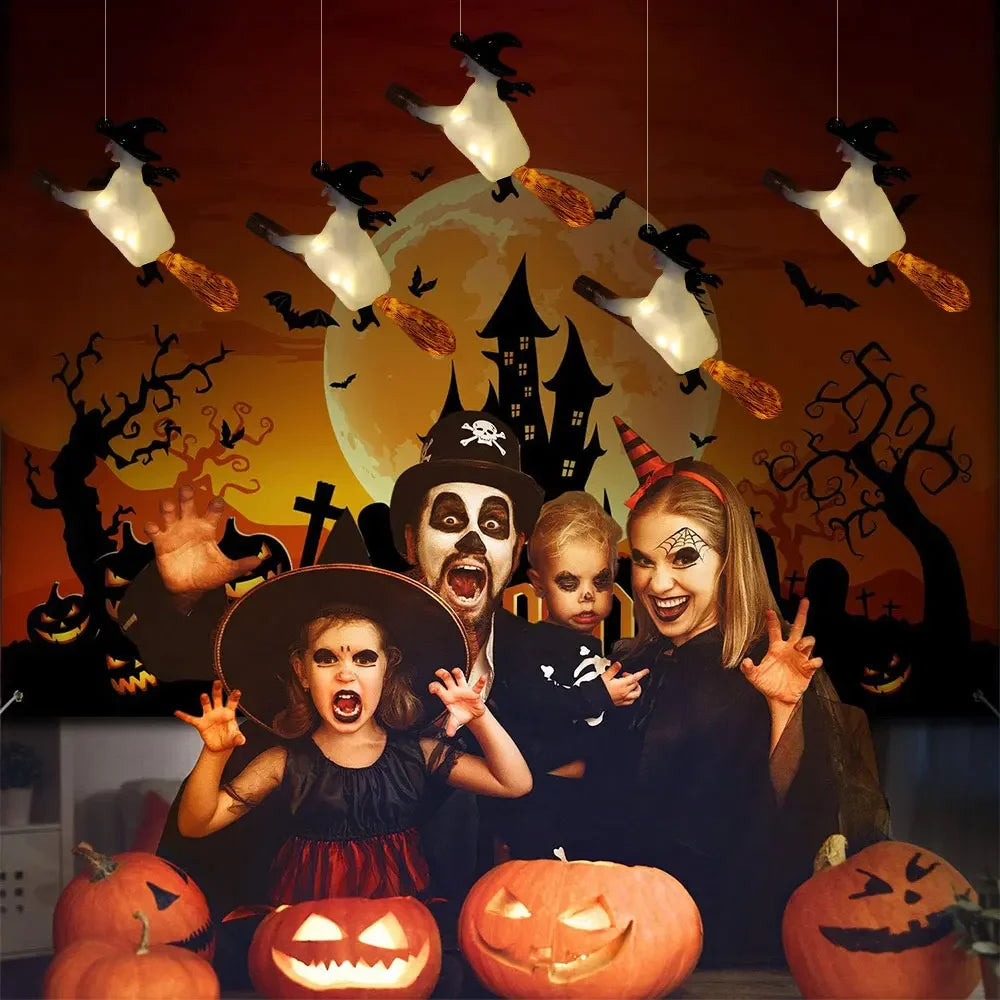 Floating Candles with Wand 12 Pcs Magic Hanging Candles Flickering Warm Light Flameless Floating LED Candle Halloween Decoration