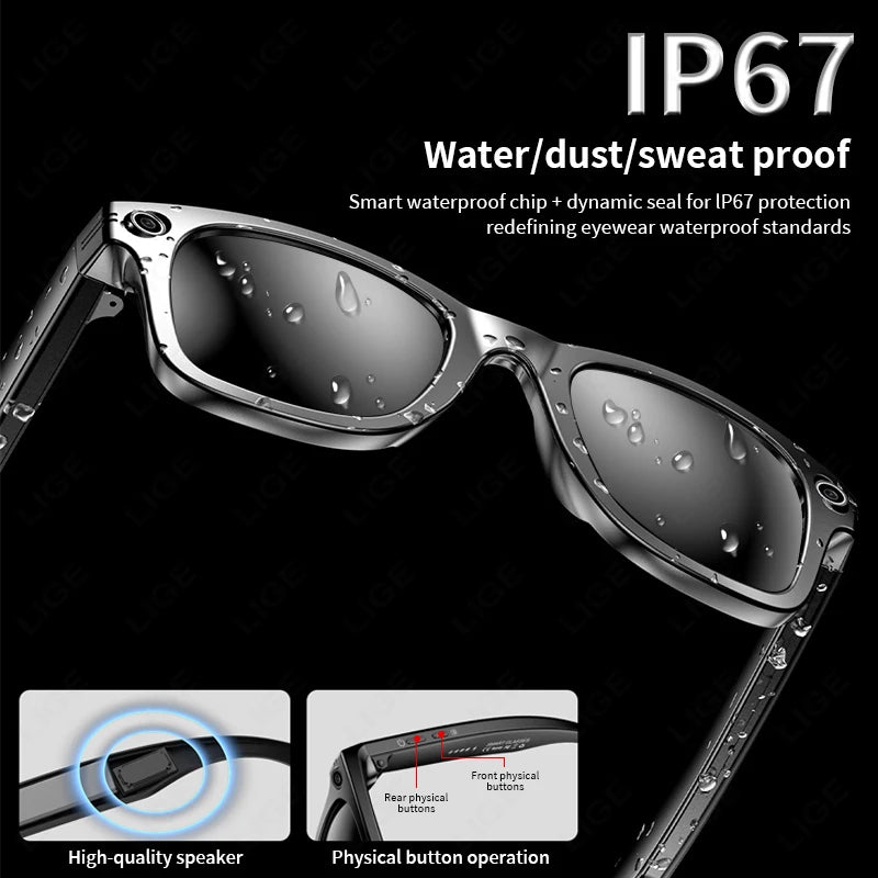 New 100W Camera Glasses Bluetooth Smart Glasses with Camera Voice Call Music Smart Sunglasses Video Sound Record AI Glasses