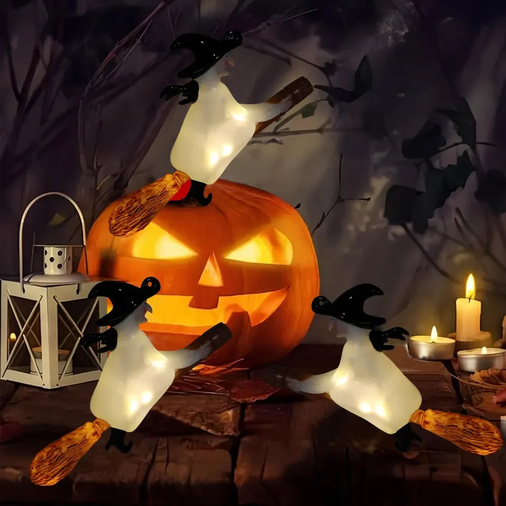 Floating Candles with Wand 12 Pcs Magic Hanging Candles Flickering Warm Light Flameless Floating LED Candle Halloween Decoration