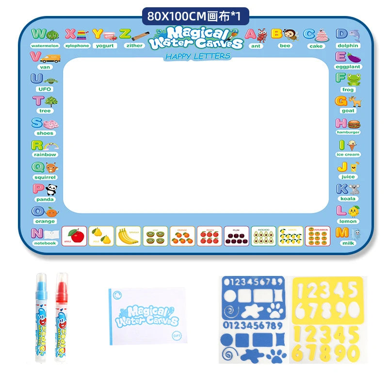 100X80Cm Water Doodle Mat Magic Drawing Doodling Mat Coloring Mat Drawing Board Educational Toys for 2-7 Years Old Boys and Girl