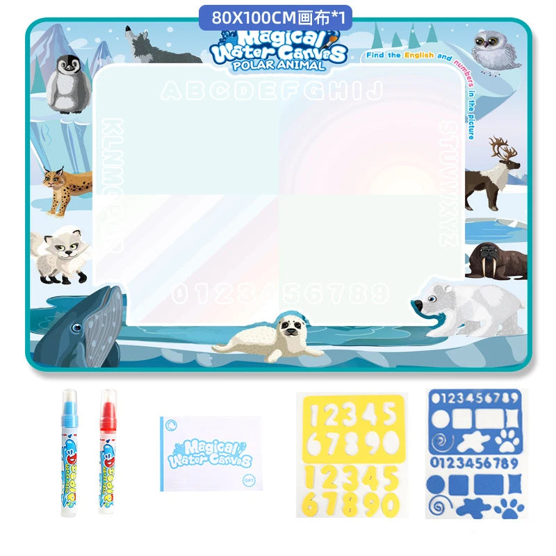 100X80Cm Water Doodle Mat Magic Drawing Doodling Mat Coloring Mat Drawing Board Educational Toys for 2-7 Years Old Boys and Girl