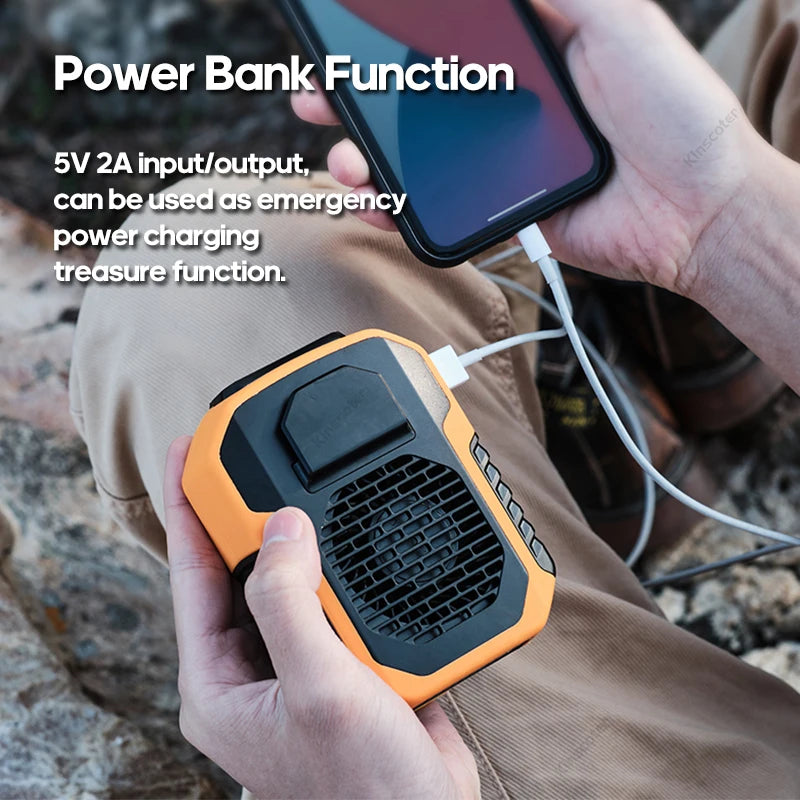 "Portable Neck & Waist Fan – 6000mAh Rechargeable USB Cooling Device"
